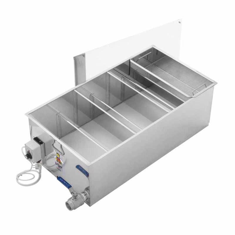 Bac décanteur Logar à 6 compartiments, 102 x 55 x 35 cm – avec chauffage du fond